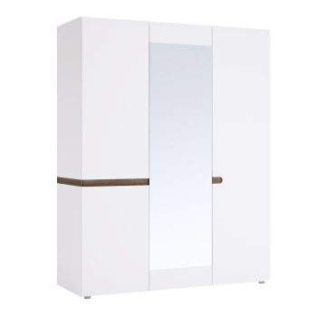   Szekrény, fehér extra magas fényű HG/sonoma tölgy sötét trufla, LYNATET TYP 22