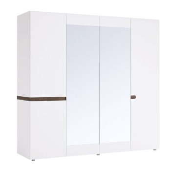   Szekrény, fehér extra magas fényű HG/sonoma tölgy sötét trufla, LYNATET TYP 23