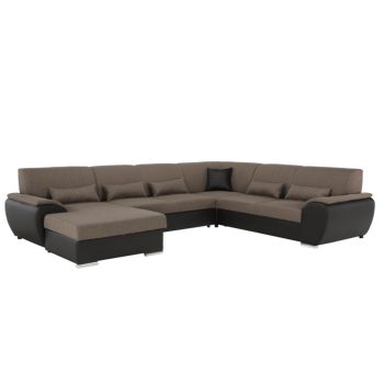   ülőgarnitúra U alakban, szövet barna/textilbőr barna, balos, EMILY U