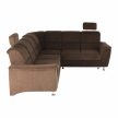 Kinyitható ülőgarnitúra, barna szövet, jobbos, SANTIAGO