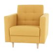 Teljesen kárpitozott fotel, mustár színű anyag, AMEDIA