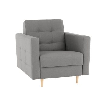 Teljesen kárpitozott fotel, szürke anyag, AMEDIA