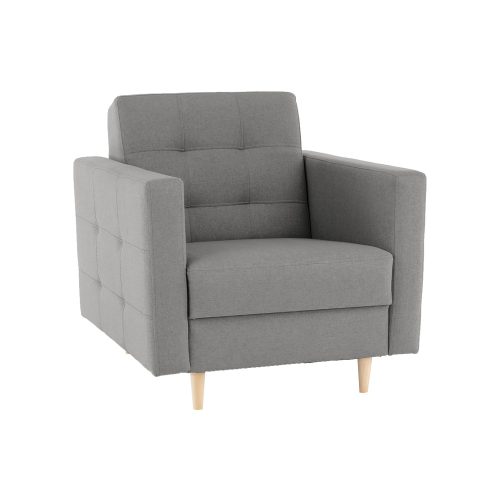 Teljesen kárpitozott fotel, szürke anyag, AMEDIA