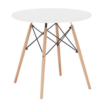Étkezőasztal, fehér/bükk, átmérő 60 cm, GAMIN NEW 60