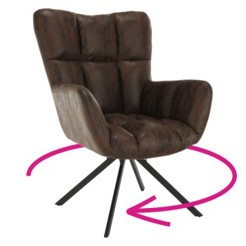   Dizájnos pörgő fotel, szövet, csiszolt bőr hatással barna/fekete, KOMODO