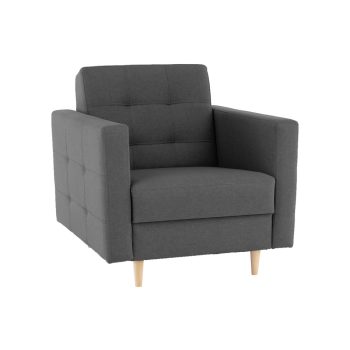 Kárpitozott fotel, sötérszürke anyag, AMEDIA