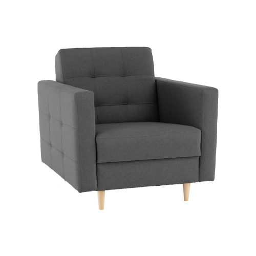 Kárpitozott fotel, sötérszürke anyag, AMEDIA