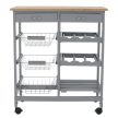 Tálalókocsi, szürke/természetes, BARABE