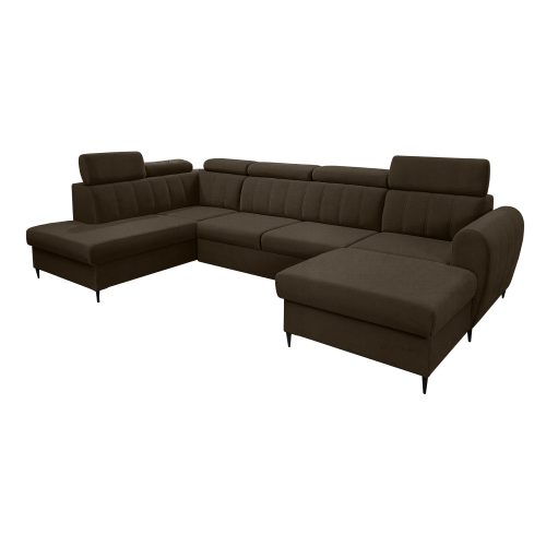 Kinyitható ülőgarnitúra, barna, jobbos, KORIO U