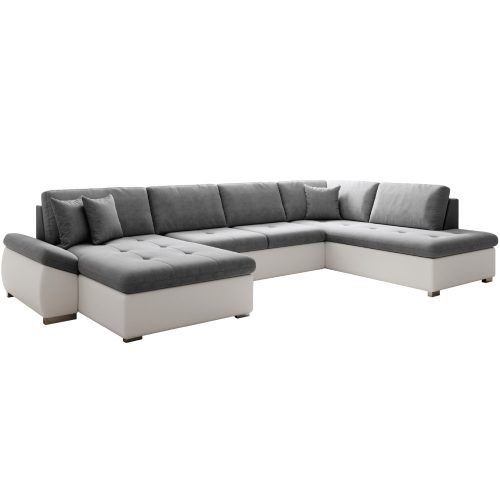 Kinyitható ülőgarnitúra, fehér/szürke, jobbos, MATAR U