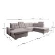 Kinyitható ülőgarnitúra, szürkésbézs Taupe, jobbos, OREO U