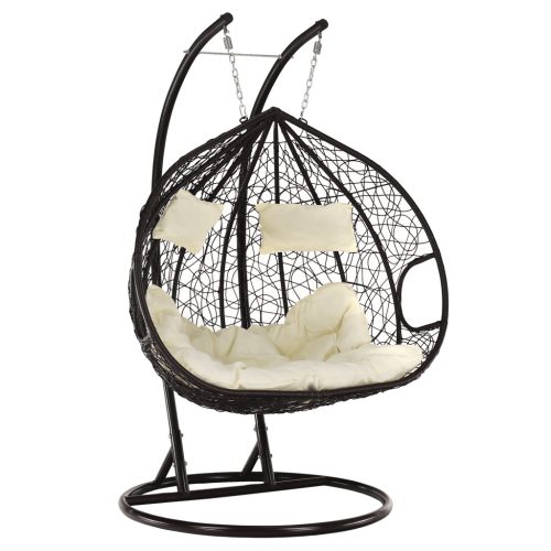 Függő dupla fotel, barna/bézs, DALVEA 2 NEW