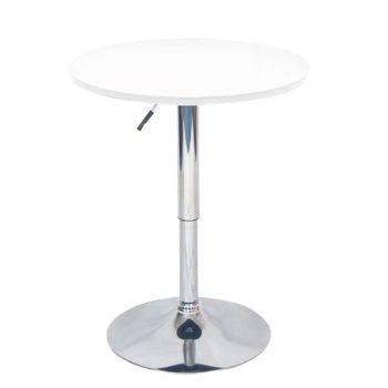   Bárasztal, magasság állítással, króm/fehér, átmérő 60 cm, BRANY 2 NEW