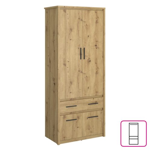 Szekrény 4D1S/50, artisan tölgy, AIRON