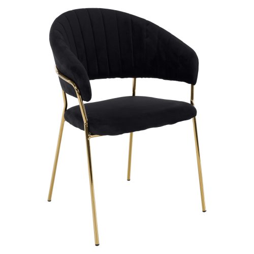 Design étkezőszék, fekete Velvet szövet/gold króm arany, DASMIN TYP 1