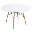 Étkezőasztal, fehér/matt/bükk, átmérő 120 cm, DEMIN NEW
