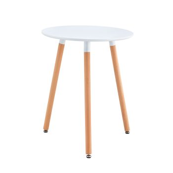   Étkezőasztal, fehér/bükk, átmérő 60 cm, ELCAN NEW TYP 1