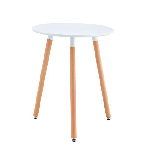 Étkezőasztal, fehér/bükk, átmérő 60 cm, ELCAN NEW TYP 1