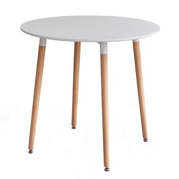   Étkezőasztal, fehér/bükk, átmérő 80 cm, ELCAN NEW TYP 2