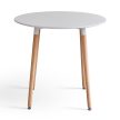 Étkezőasztal, fehér/bükk, átmérő 80 cm, ELCAN NEW TYP 2