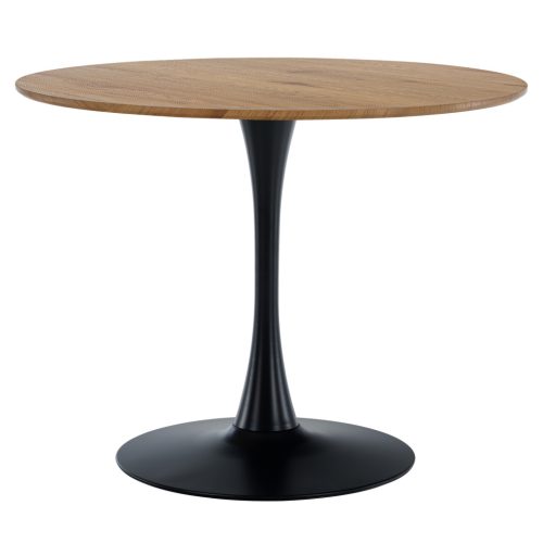 Étkezőasztal, kerek, tölgy/fekete, átmérő 110 cm, REVENTON NEW