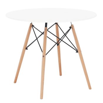   Étkezőasztal,  fehér/bükk, átmérő 90 cm, GAMIN 2 NEW 90