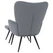 Fotel lábtartóval, szürke Velvet szövet/fekete, HABEN