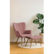 Fotel lábtartóval, rózsaszín Velvet szövet/tölgy, HABEN