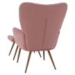 Fotel lábtartóval, rózsaszín Velvet szövet/tölgy, HABEN