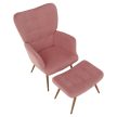 Fotel lábtartóval, rózsaszín Velvet szövet/tölgy, HABEN