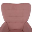 Fotel lábtartóval, rózsaszín Velvet szövet/tölgy, HABEN