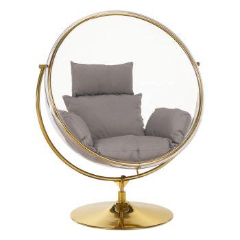   Függő fotel állvánnyal, átlátszó/arany/szürke, BUBBLE NEW TYP 2