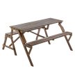 Kerti asztal/pad, 2 az 1-ben, barna, ZAGIR