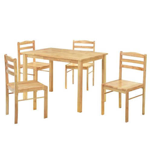 Étkezőgarnitúra 1+4, tömör fa, természetes, LOAK