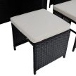 Kerti rattan szett, akácfa, fekete/krémszínű/természetes, MELFORD