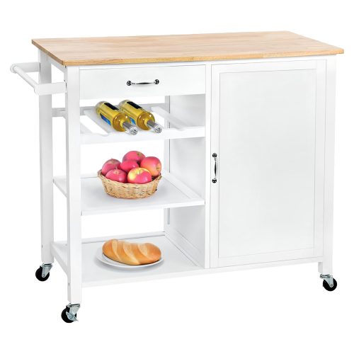 Tálalókocsi, fehér/természetes, ROBINS