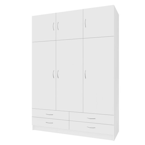 Ruhásszekrény, háromajtós, fehér, GERI NEW