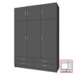 Ruhásszekrény, háromajtós, grafit, GERI NEW
