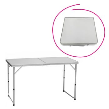  Összecsukható kempingasztal, 120 cm, alumínium/MDF, KEPI TYP 1