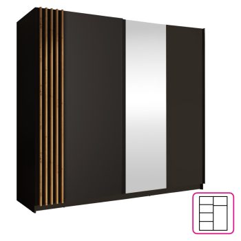 Szekrény, 2D-200, fekete/artisan tölgy, BAJADERO TYP 2