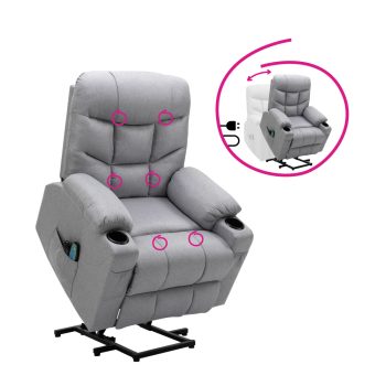 Állítható masszázs fotel, világosszürke, HUDSON