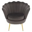 Art-deco stílusú fotel, szürkésbarna Velvet szövet/gold arany króm, NOBLEO