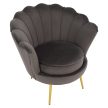 Art-deco stílusú fotel, szürkésbarna Velvet szövet/gold arany króm, NOBLEO