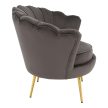 Art-deco stílusú fotel, szürkésbarna Velvet szövet/gold arany króm, NOBLEO