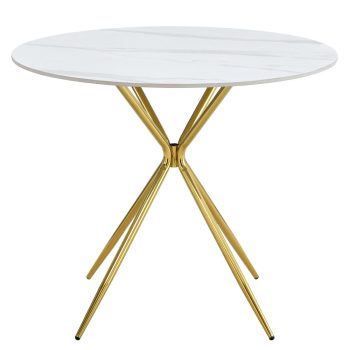   Étkezőasztal, fehér márvány/gold arany króm, átmérő 90 cm, MEKNER