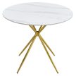 Étkezőasztal, fehér márvány/gold arany króm, átmérő 90 cm, MEKNER