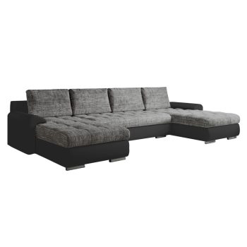   Univerzális ülőgarnitúra, ekobőr fekete/szürke melír, TOLITA U UNI