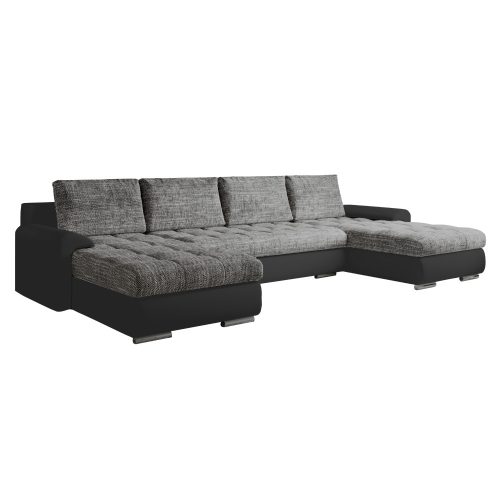 Univerzális ülőgarnitúra, ekobőr fekete/szürke melír, TOLITA U UNI