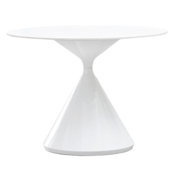   Étkezőasztal, világos márvány/fehér, átmérő 100 cm, VALER TYP 2