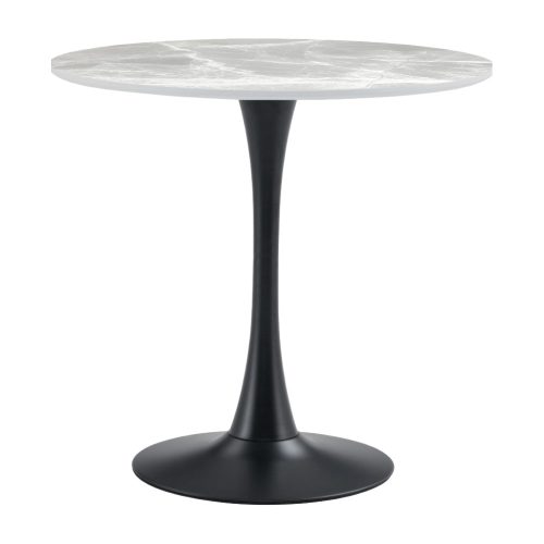 Étkezőasztal, szürke márvány/fekete, átmérő 90 cm, LORIAN TYP 1